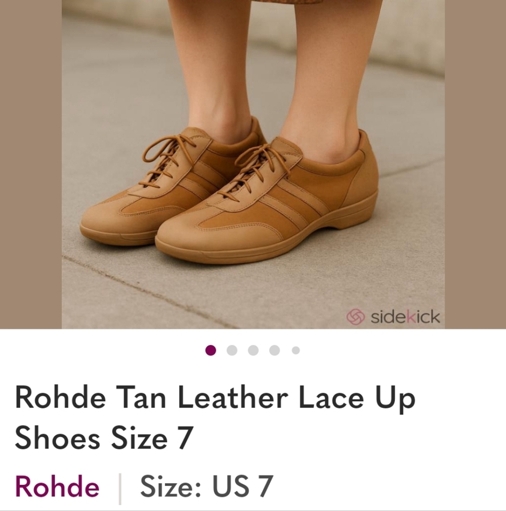 Rohde Tan Leather Lace Up Shoes Size 7